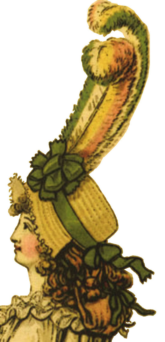 ddemi-gypsy hat, green ribbon, 1794